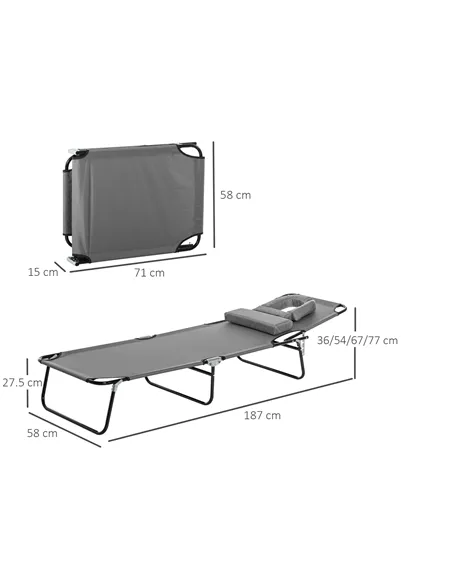 Outsunny Folding Sun Lounger Reclining Chair w/ Pillow Reading Hole Garden Beach