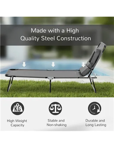 Outsunny Folding Sun Lounger Reclining Chair w/ Pillow Reading Hole Garden Beach