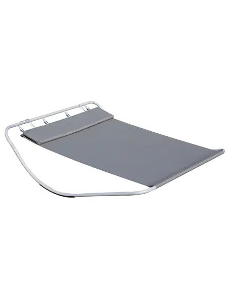 Outsunny Rocking Sun Lounger, Double Garden Lounger Sunbed with Headrest Pillows, Texteline Outdoor Rocking Chair Swing Hammock 
