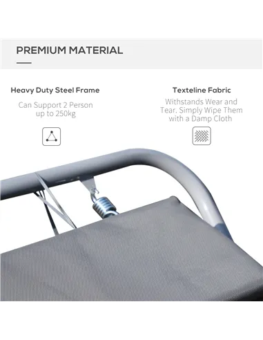 Outsunny Rocking Sun Lounger, Double Garden Lounger Sunbed with Headrest Pillows, Texteline Outdoor Rocking Chair Swing Hammock 