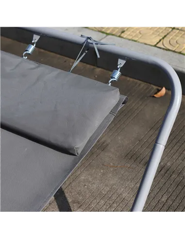 Outsunny Rocking Sun Lounger, Double Garden Lounger Sunbed with Headrest Pillows, Texteline Outdoor Rocking Chair Swing Hammock 