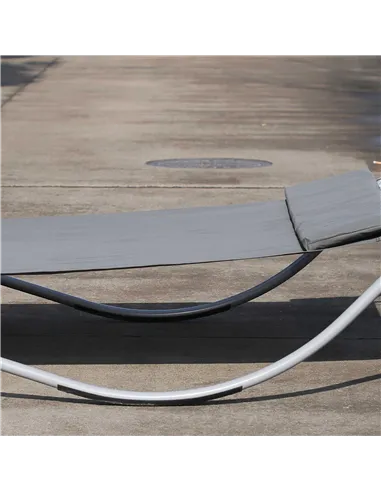 Outsunny Rocking Sun Lounger, Double Garden Lounger Sunbed with Headrest Pillows, Texteline Outdoor Rocking Chair Swing Hammock 