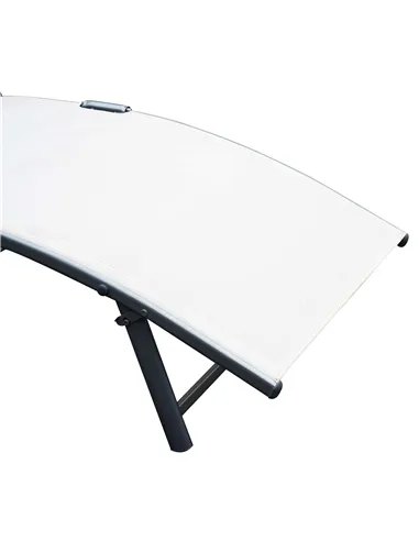 Outsunny Sun Lounger Steel Frame Outdoor Folding Chaise Texteline Lounge Chair Recliner with Headrest & 7 Levels Adjustable Back