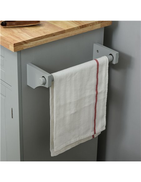 HOMCOM Rolling Kitchen Island Storage Trolley with Rubber Wood Top & Drawers for Dining Room, Grey