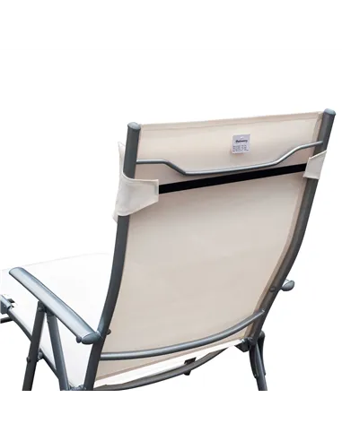 Outsunny Sun Lounger Steel Frame Outdoor Folding Chaise Texteline Lounge Chair Recliner with Headrest & 7 Levels Adjustable Back
