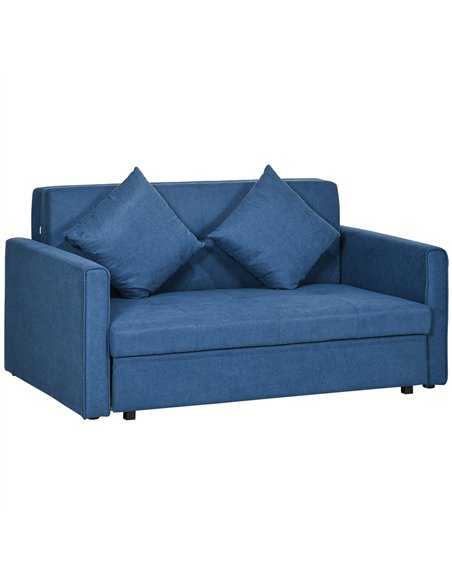 HOMCOM 2 Seater Sofa Bed, Convertible Bed Settee, Modern Velvet Loveseat Sofa Couch with 2 Cushions, Hidden Storage for Living R