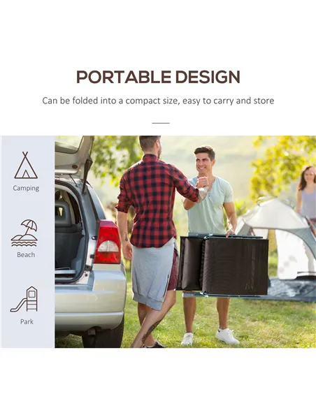 Outsunny Sun Lounger Steel Frame Outdoor Folding Chaise Texteline Lounge Chair Recliner with Headrest & 7 Levels Adjustable Back