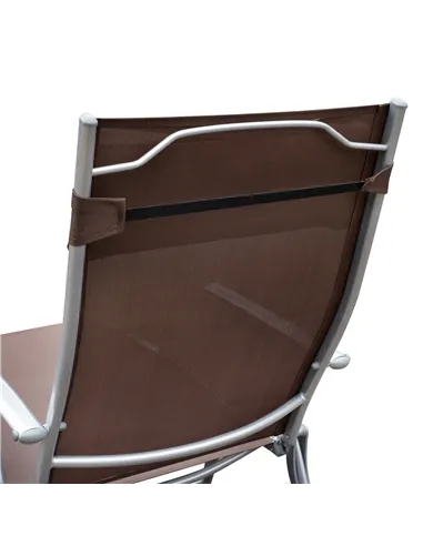Outsunny Sun Lounger Steel Frame Outdoor Folding Chaise Texteline Lounge Chair Recliner with Headrest & 7 Levels Adjustable Back