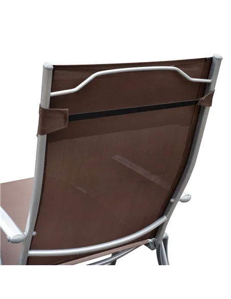 Outsunny Sun Lounger Steel Frame Outdoor Folding Chaise Texteline Lounge Chair Recliner with Headrest & 7 Levels Adjustable Back