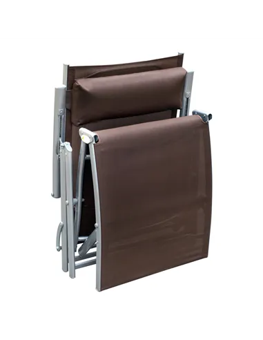 Outsunny Sun Lounger Steel Frame Outdoor Folding Chaise Texteline Lounge Chair Recliner with Headrest & 7 Levels Adjustable Back