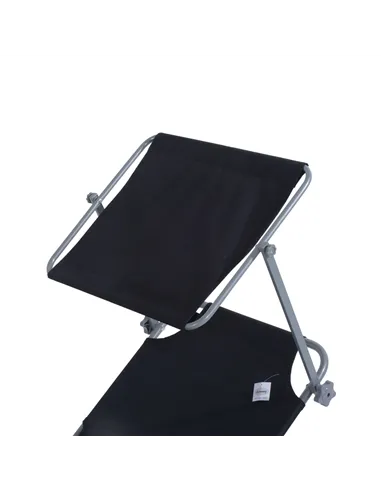 Outsunny Outdoor Foldable Sun Lounger, 4 Level Adjustable Backrest Reclining Sun Lounger Chair with Angle Adjust Sun Shade Awnin