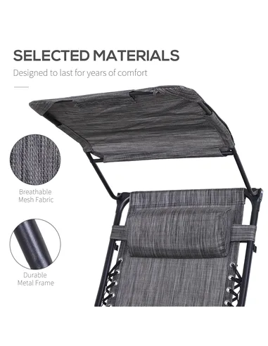 Outsunny Foldable Reclining Garden Chair with Headrest, Zero Gravity Deck Sun Lounger Seat Chair with Footrest, Armrest, Cup Hol