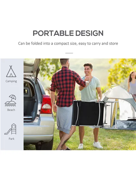 Outsunny Steel Frame Outdoor Garden Padded Sun Lounger w/ Pillow Black