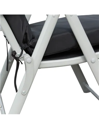 Outsunny Steel Frame Outdoor Garden Padded Sun Lounger w/ Pillow Black