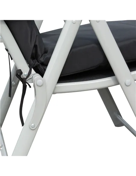 Outsunny Steel Frame Outdoor Garden Padded Sun Lounger w/ Pillow Black