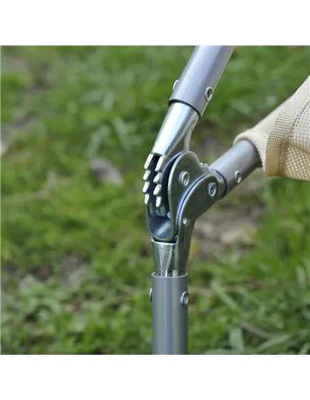 Outsunny Outdoor Foldable Sun Lounger, Adjustable Backrest Garden Recliner Sun Lounger Chair with Headrest Pillow, Beige