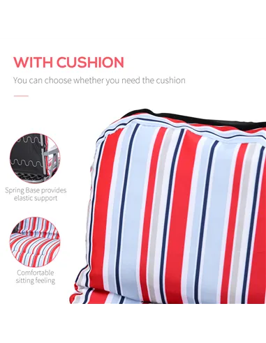 Outsunny Set of 2 Garden Sun Lounger Outdoor Reclining Seat Cushioned Seat Foldable Adjustable Recliner Red and White