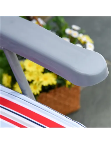 Outsunny Set of 2 Garden Sun Lounger Outdoor Reclining Seat Cushioned Seat Foldable Adjustable Recliner Red and White