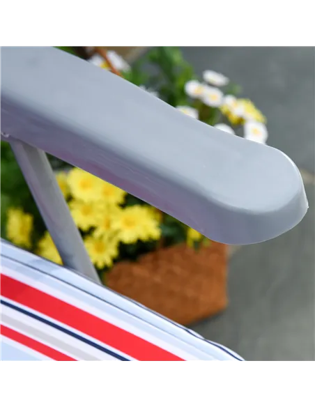 Outsunny Set of 2 Garden Sun Lounger Outdoor Reclining Seat Cushioned Seat Foldable Adjustable Recliner Red and White