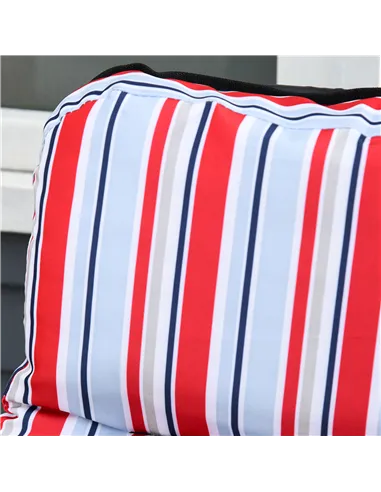 Outsunny Set of 2 Garden Sun Lounger Outdoor Reclining Seat Cushioned Seat Foldable Adjustable Recliner Red and White