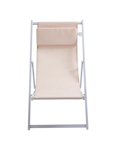 Outsunny Set of 2 Folding Garden Beach Aluminium Frame Deck Chairs Deckchairs Seaside Folding Garden Patio Lounger, Beige