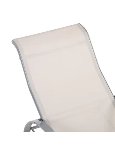 Outsunny 3 Pieces Lounge Chair Set Metal Frame Garden Outdoor Recliner Sunbathing Chair with Table, Cream