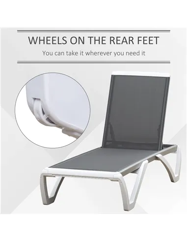 Outsunny Aluminium Frame Sun Lounger, with Adjustable Back - Grey