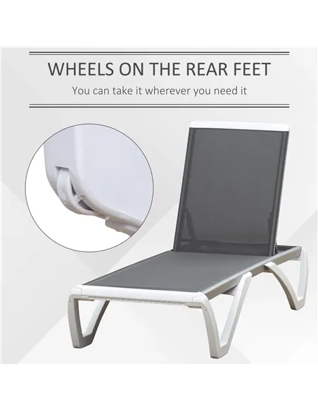 Outsunny Aluminium Frame Sun Lounger, with Adjustable Back - Grey