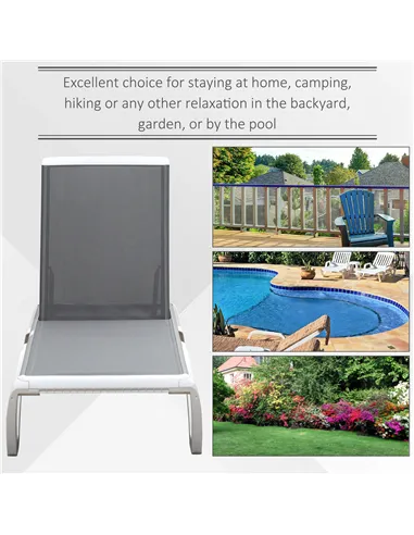 Outsunny Aluminium Frame Sun Lounger, with Adjustable Back - Grey
