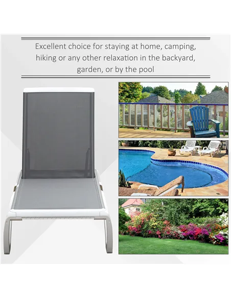 Outsunny Aluminium Frame Sun Lounger, with Adjustable Back - Grey