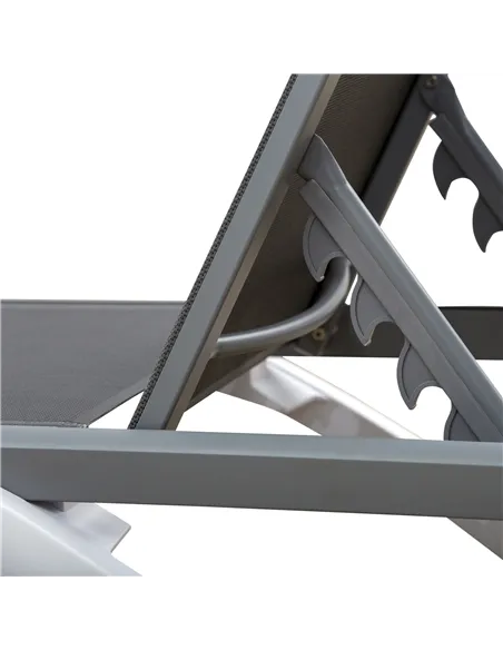 Outsunny Aluminium Frame Sun Lounger, with Adjustable Back - Grey