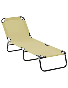 Outsunny Foldable Sun Lounger with 5-Position Adjustable Backrest, Outdoor Portable Recliner Chaise Lounge Chair with Breathable