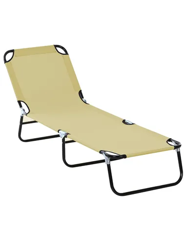 Outsunny Foldable Sun Lounger with 5-Position Adjustable Backrest, Outdoor Portable Recliner Chaise Lounge Chair with Breathable