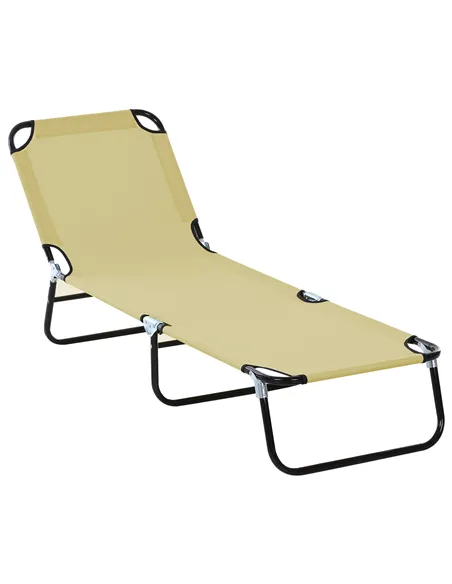 Outsunny Foldable Sun Lounger with 5-Position Adjustable Backrest, Outdoor Portable Recliner Chaise Lounge Chair with Breathable