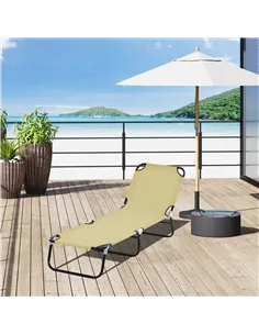 Outsunny Foldable Sun Lounger with 5-Position Adjustable Backrest, Outdoor Portable Recliner Chaise Lounge Chair with Breathable 2