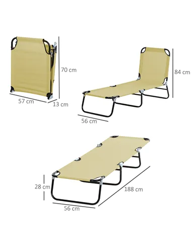 Outsunny Foldable Sun Lounger with 5-Position Adjustable Backrest, Outdoor Portable Recliner Chaise Lounge Chair with Breathable