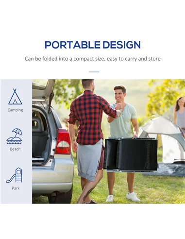 Outsunny Sun Lounger Steel Frame Outdoor Folding Chaise Texteline Lounge Chair Recliner with Headrest & 7 Levels Adjustable Back