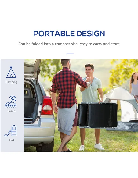 Outsunny Sun Lounger Steel Frame Outdoor Folding Chaise Texteline Lounge Chair Recliner with Headrest & 7 Levels Adjustable Back