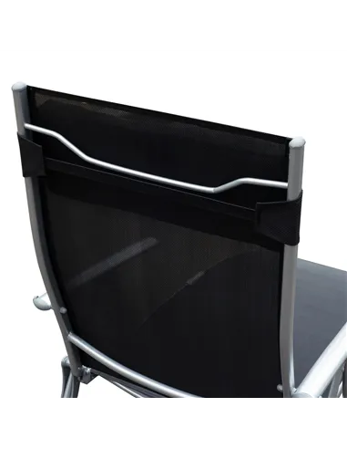 Outsunny Sun Lounger Steel Frame Outdoor Folding Chaise Texteline Lounge Chair Recliner with Headrest & 7 Levels Adjustable Back