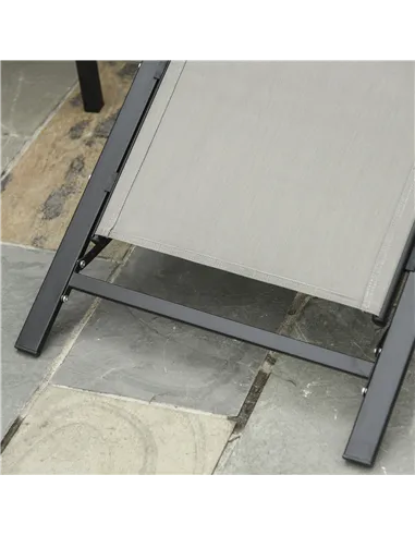 Outsunny 3 Pieces Sun Lounger Chair Set, Metal Frame Garden Outdoor Sunbathing Chair with Side Table and Armrest, Grey