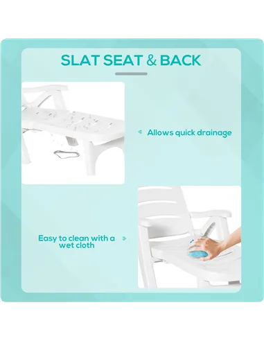 Outsunny Outdoor Folding Sun Lounger Recliner on Wheels w/ 5-Position Backrest, White