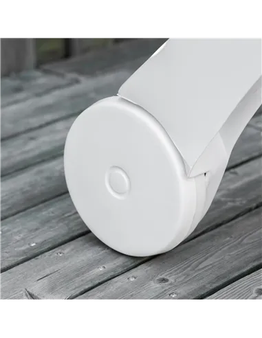 Outsunny Outdoor Folding Sun Lounger Recliner on Wheels w/ 5-Position Backrest, White