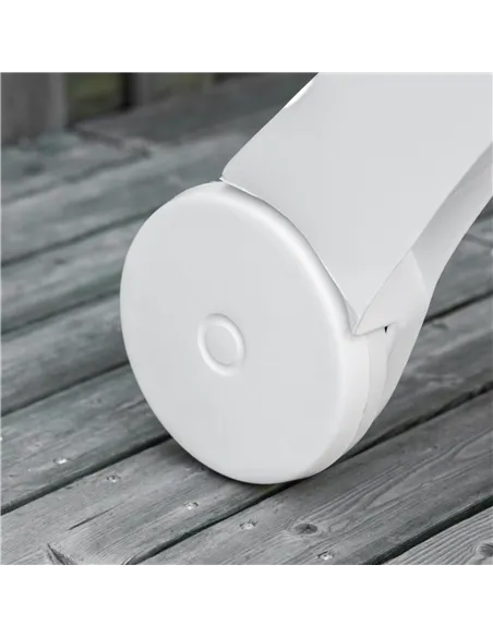 Outsunny Outdoor Folding Sun Lounger Recliner on Wheels w/ 5-Position Backrest, White