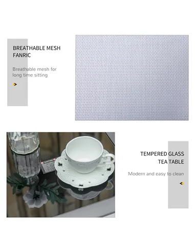 Outsunny 3 Pieces Lounge Chair Set Metal Frame Garden Outdoor Recliner Sunbathing Chair with Table, Light Grey