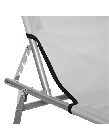 Outsunny Outdoor Foldable Sun Lounger, 4 Level Adjustable Backrest Reclining Sun Lounger Chair with Angle Adjust Sun Shade Awnin