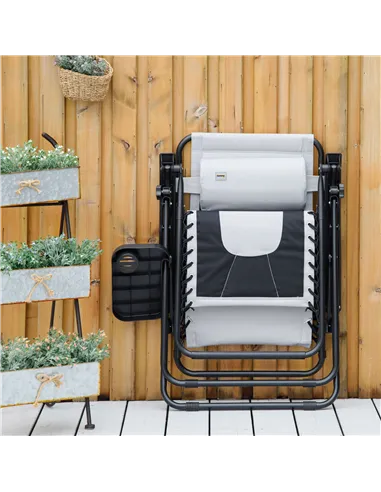 Outsunny Zero Gravity Lounger Chair, Folding Reclining Patio Chair with Padded Seat, Cup Holder, Soft Cushion and Headrest for P