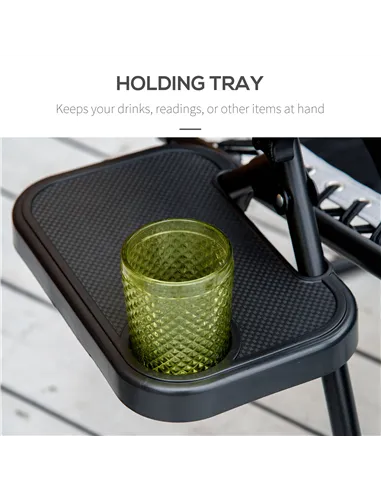 Outsunny Zero Gravity Lounger Chair, Folding Reclining Patio Chair with Shade Cover, Padded Seat, Cup Holder, Soft Cushion and H