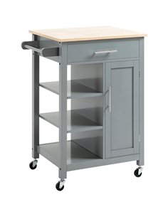HOMCOM Compact Kitchen Trolley Utility Cart on Wheels with Open Shelf & Storage Drawer for Dining Room, Kitchen, Grey