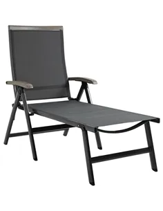 Outsunny Outdoor Folding Sun Lounger, 5-Position Adjustable Chaise Lounge Chair with Aluminium Frame for Patio, Pool and Garden,