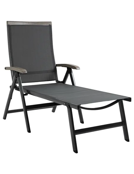 Outsunny Outdoor Folding Sun Lounger, 5-Position Adjustable Chaise Lounge Chair with Aluminium Frame for Patio, Pool and Garden,